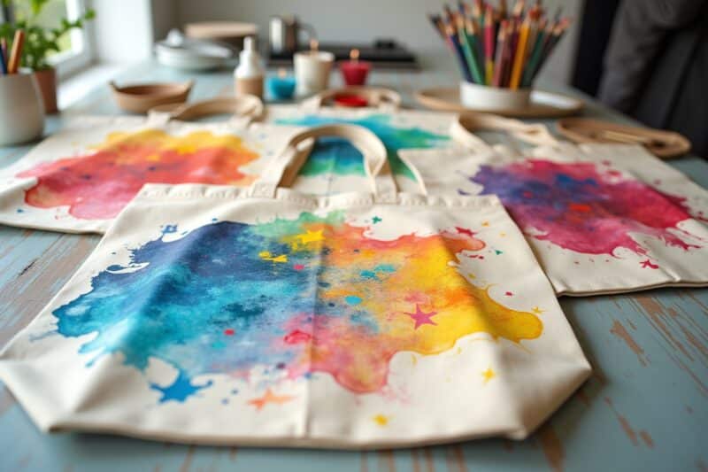 14 Stoffbeutel bemalen DIY Ideen